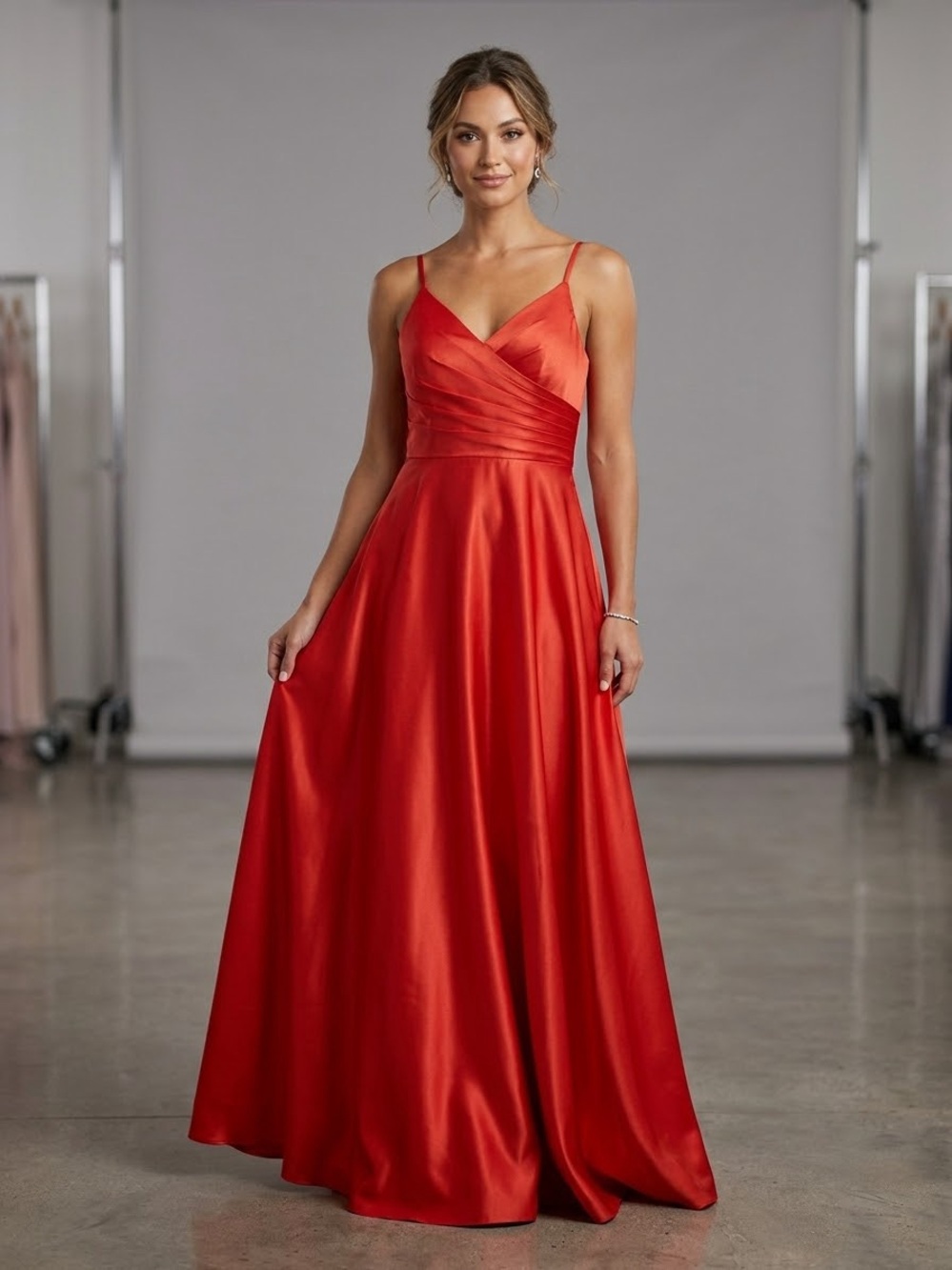 WEAR YOUR LOVE / Satin A-Line Formal Dress - Corset Back/ Maxi / NWT / 8 /